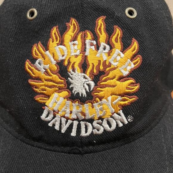 Vintage 90’s Harley Davidson Embroidered Flames Snapback Riders Hat Cap RARE main image 3